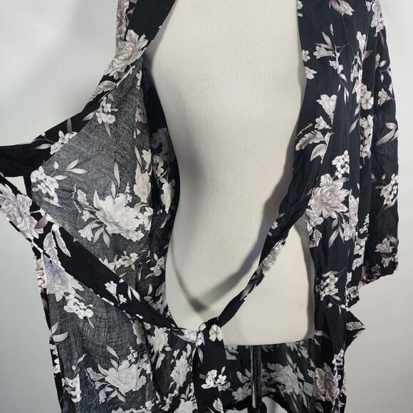 SPIRITUAL GANGSTER Women's 'MAYA' Black FLORAL KIMONO ROBE - One Size - Picture 5 of 13